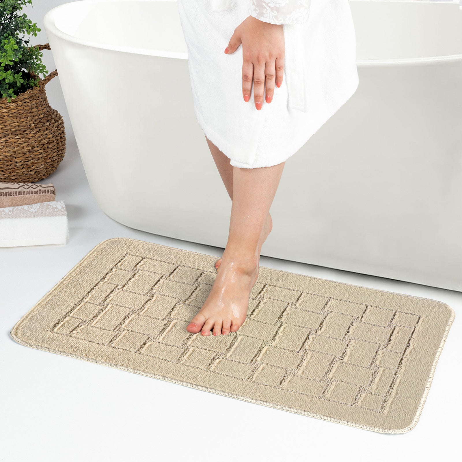 TEGAN 2 Machine Washable Anti-Slip Bathroom Area Rugs