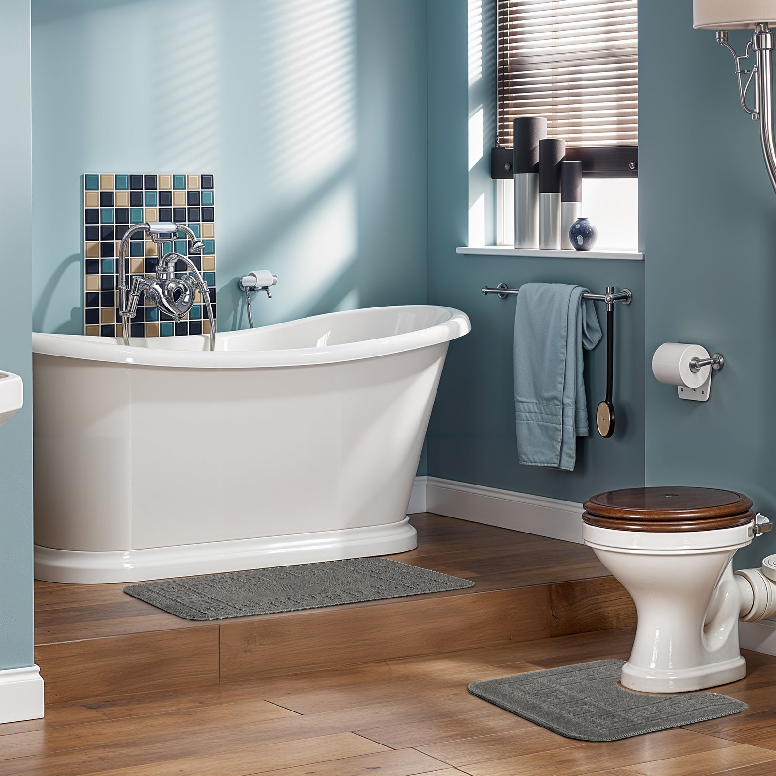 POPPY 2 Machine Washable Anti-Slip Bathroom Area Rugs