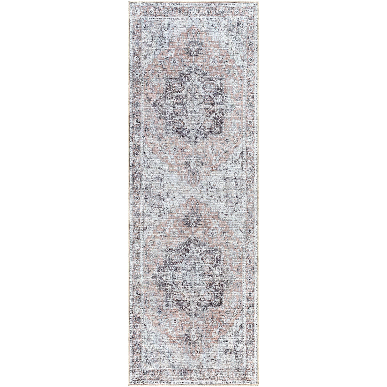 CAPUCINE Machine Washable Modern Boho Grey Runner Rug
