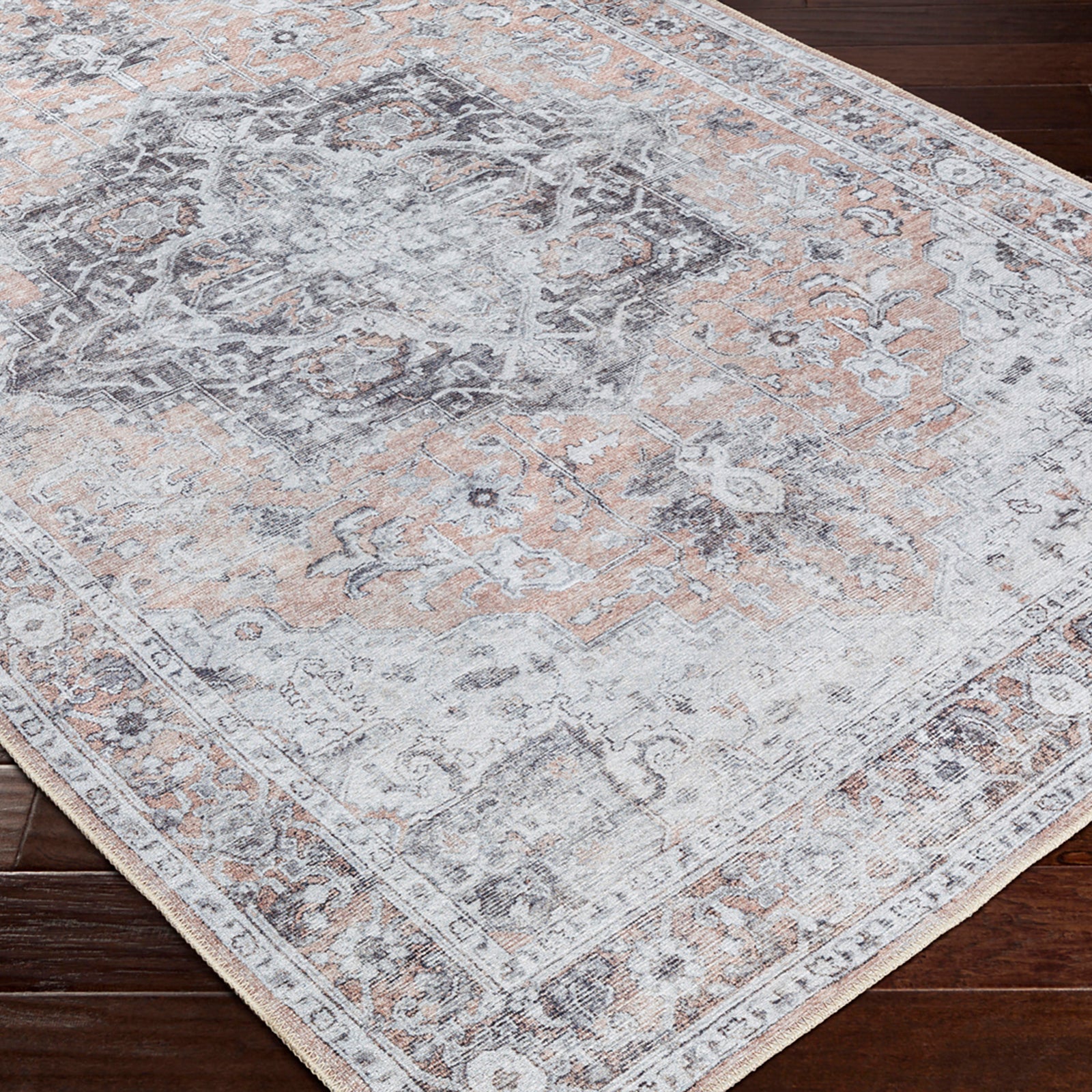 CAPUCINE Machine Washable Modern Boho Grey Runner Rug