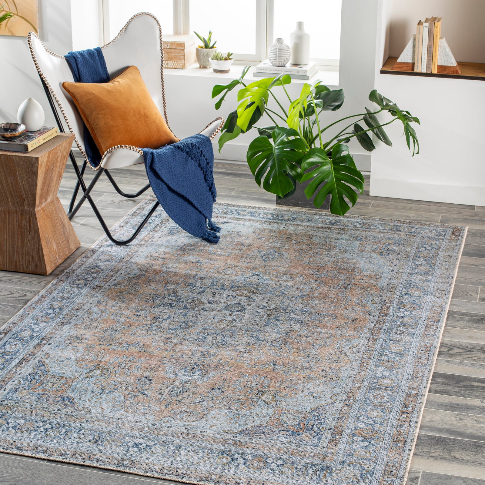 FLORA Machine Washable Vintage Area Rug