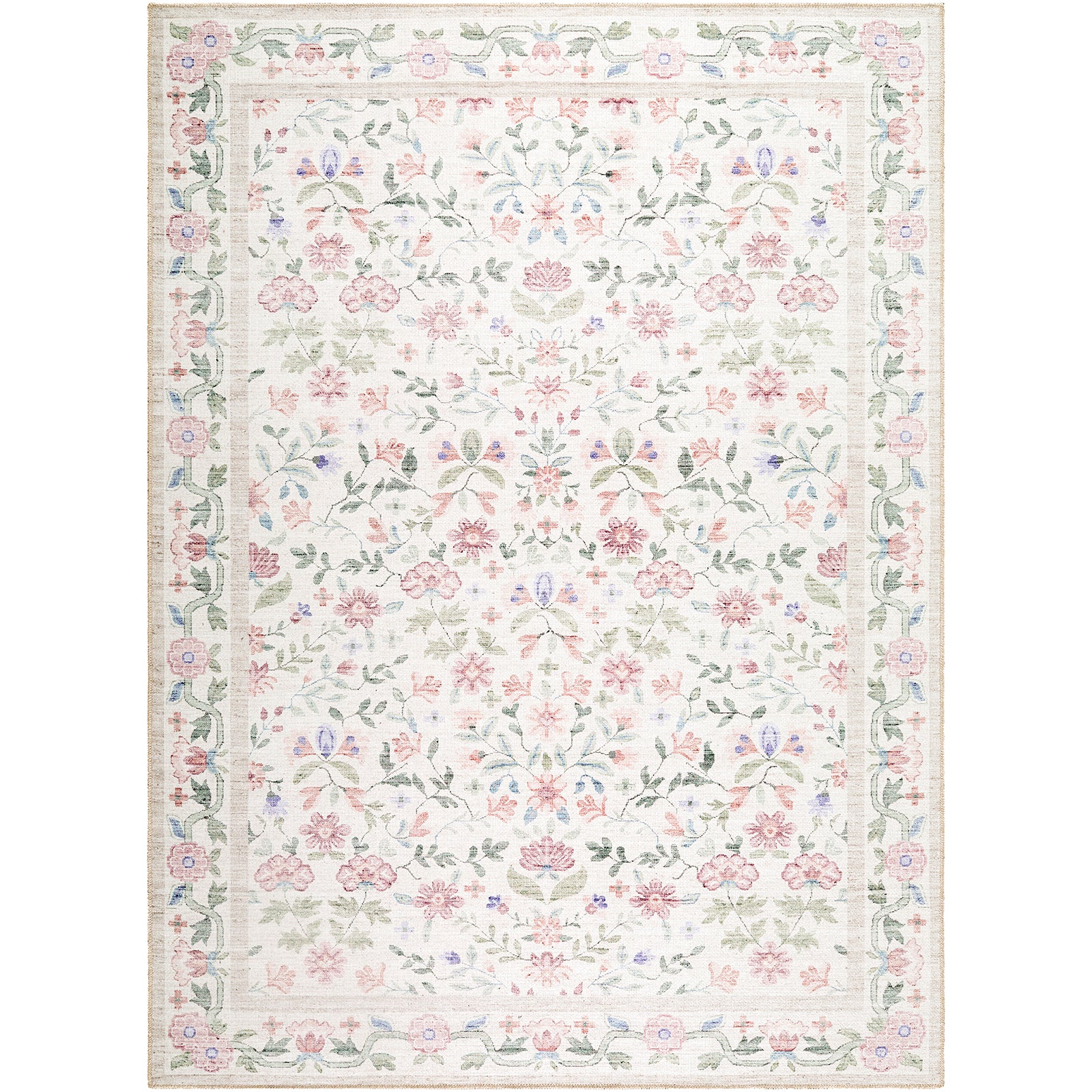 Machine Washable Modern Pink Rug