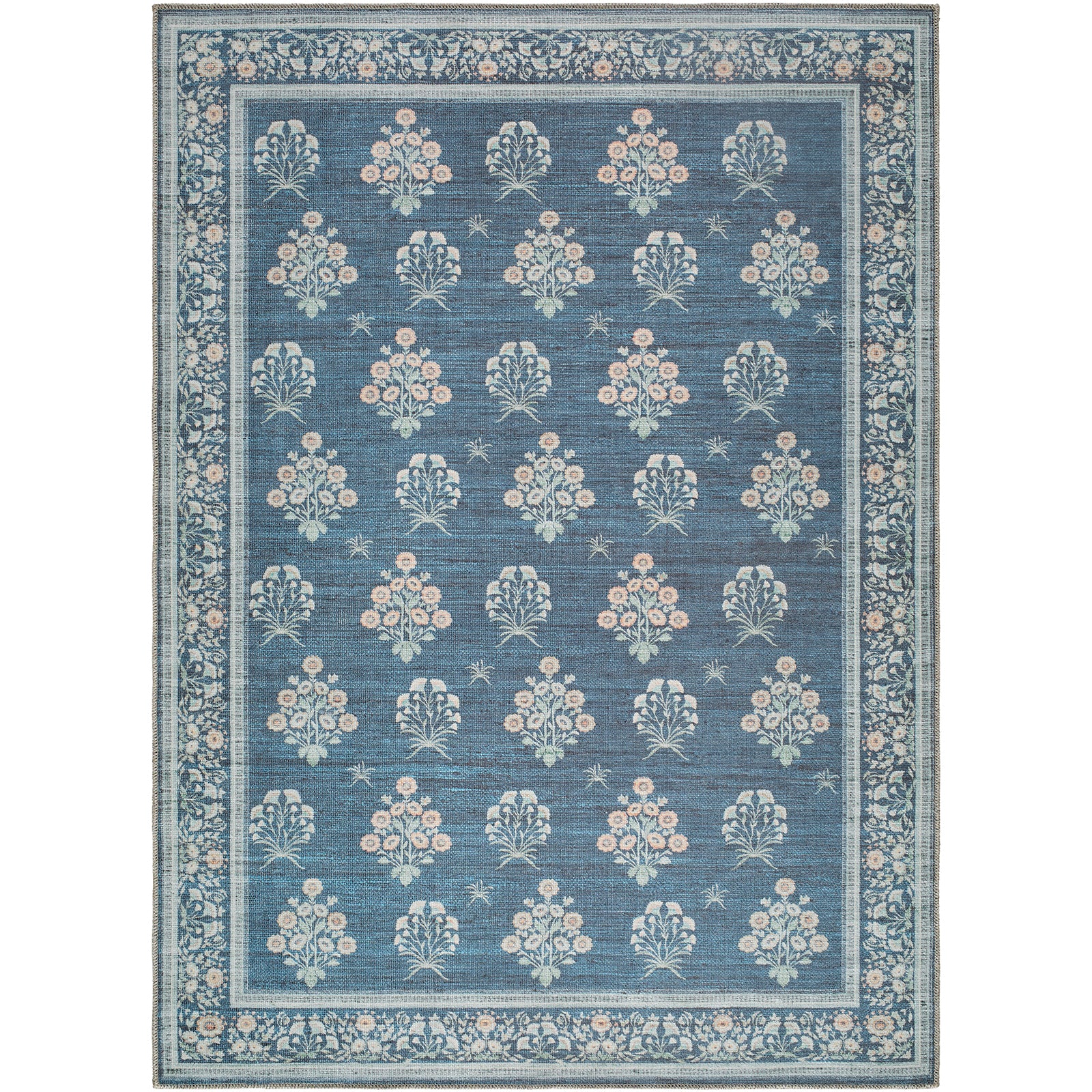 Machine Washable Modern Blue Rug