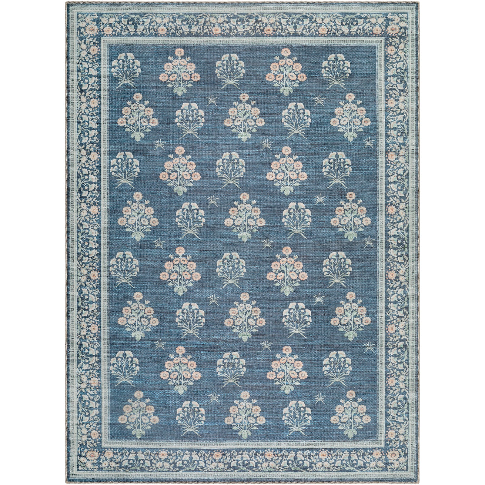 Machine Washable Modern Blue Rug