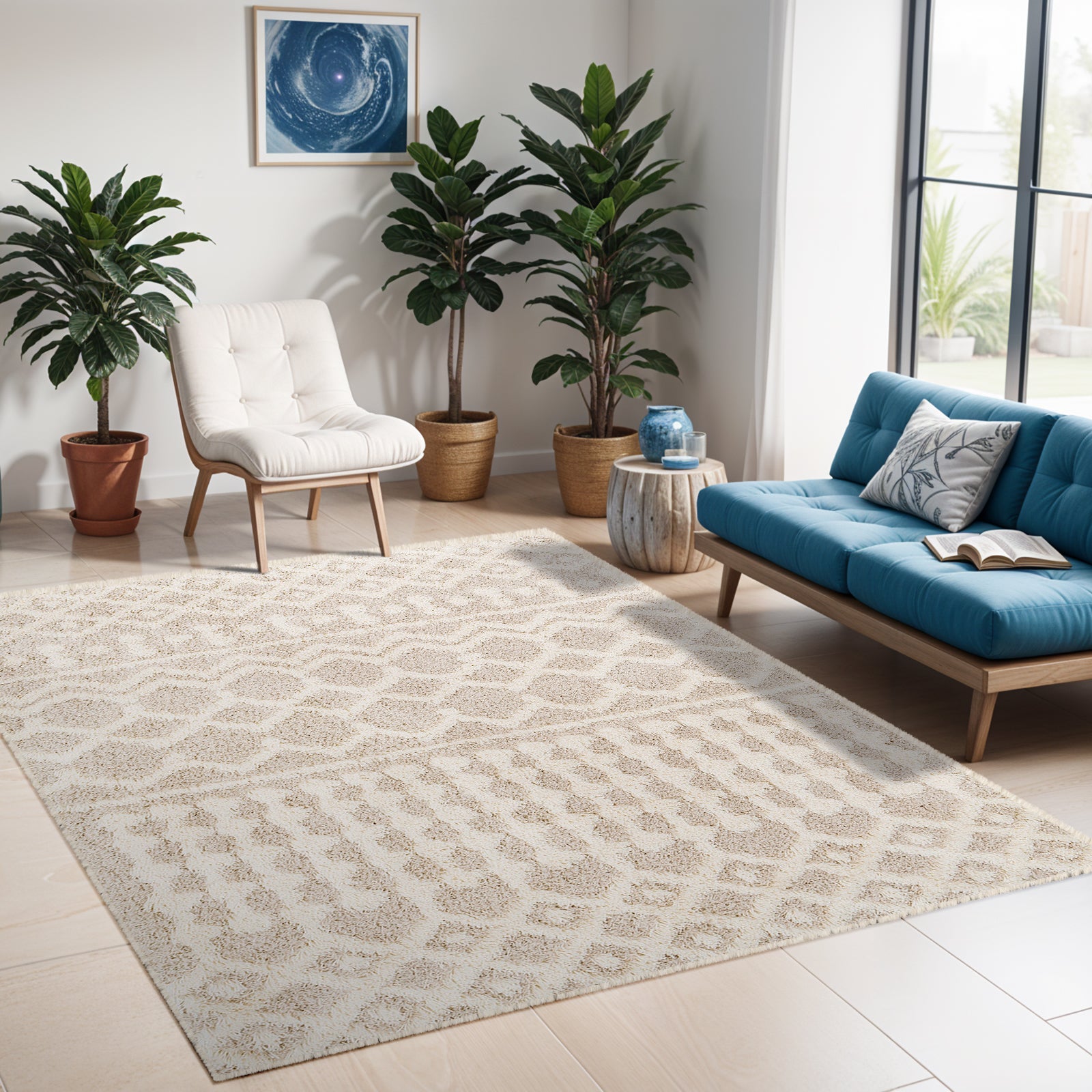 NOUR Boho Shaggy Area Rug
