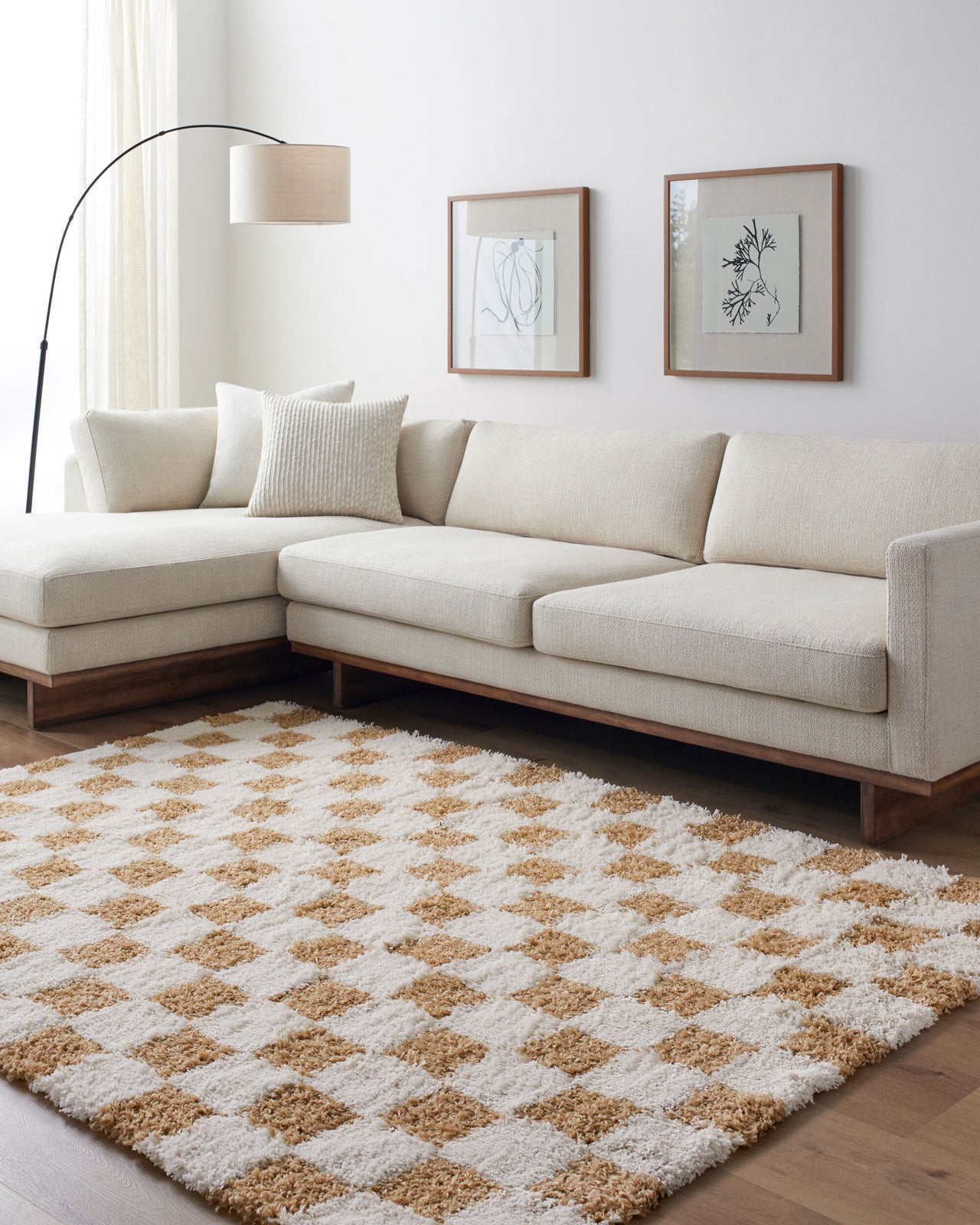 WILLA Modern Shaggy Checkered Area Rug