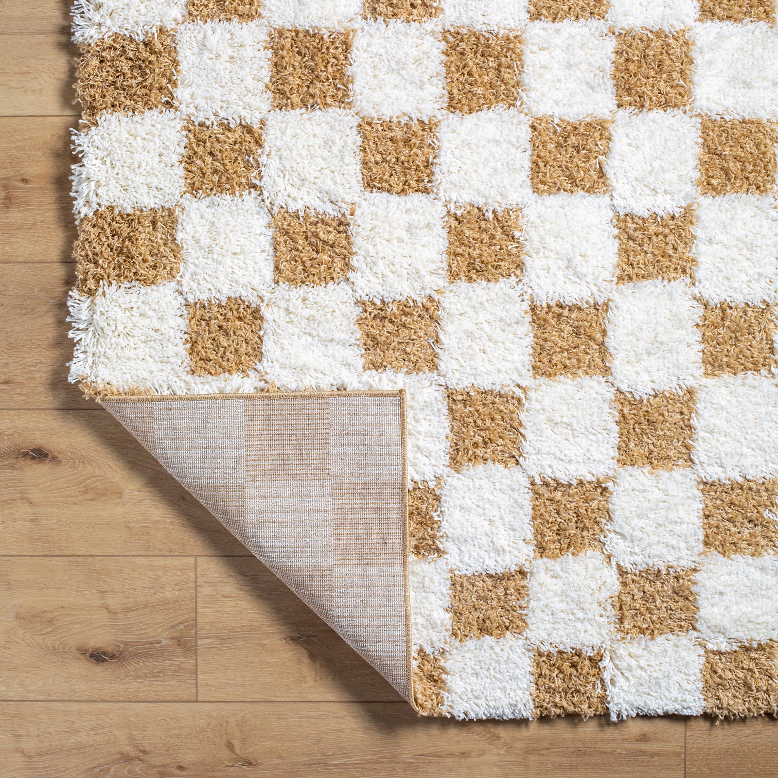 WILLA Modern Shaggy Checkered Area Rug