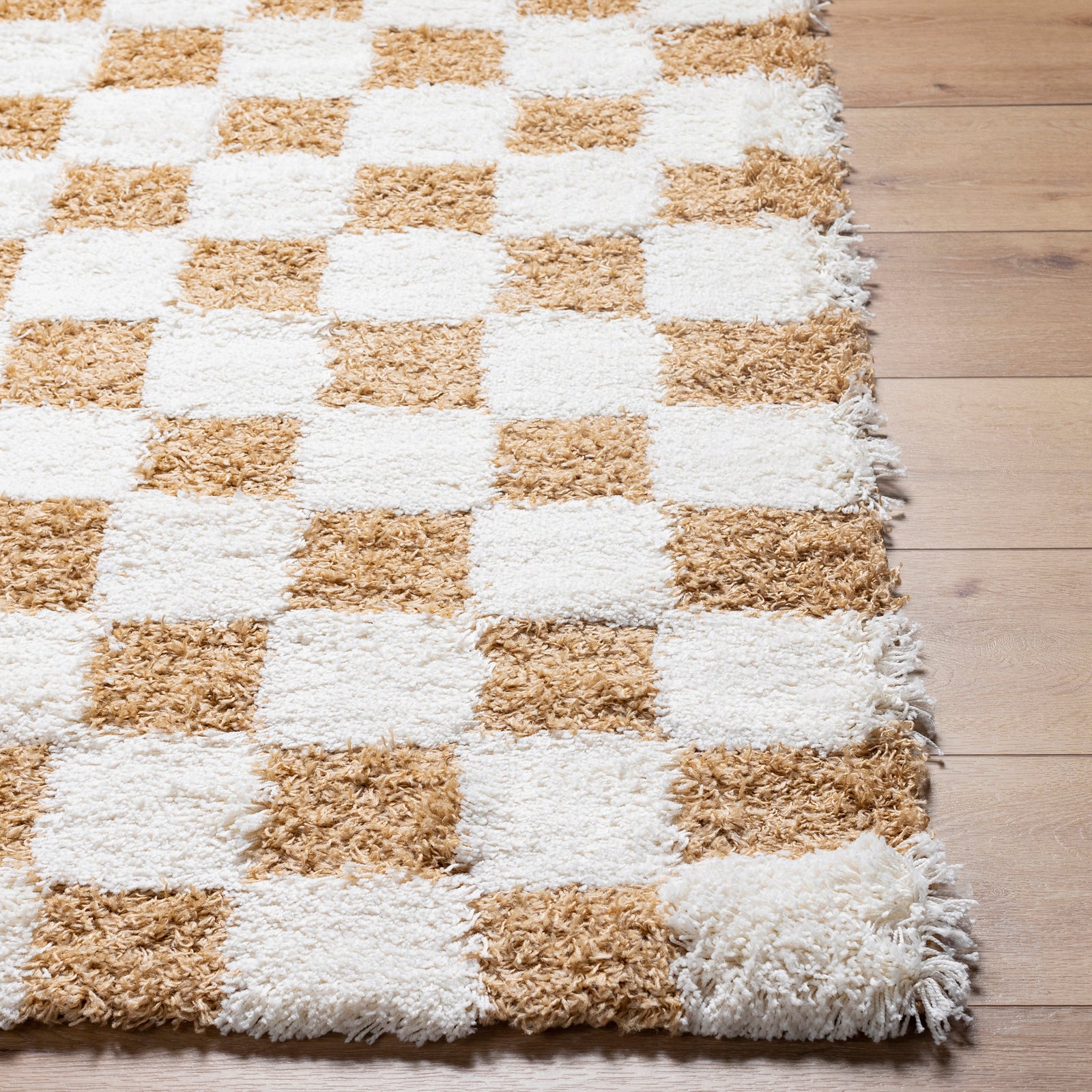WILLA Modern Shaggy Checkered Area Rug