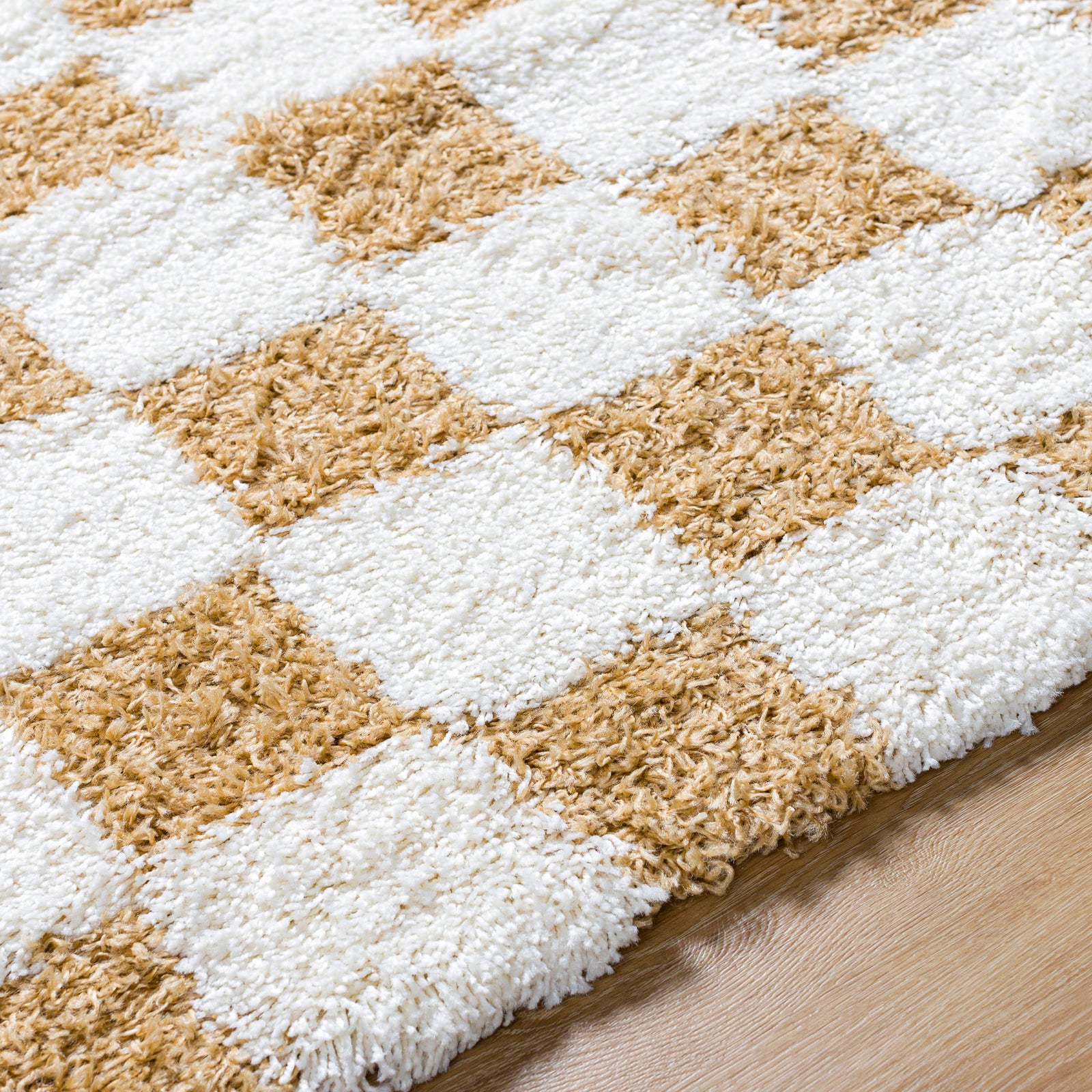 WILLA Modern Shaggy Checkered Area Rug