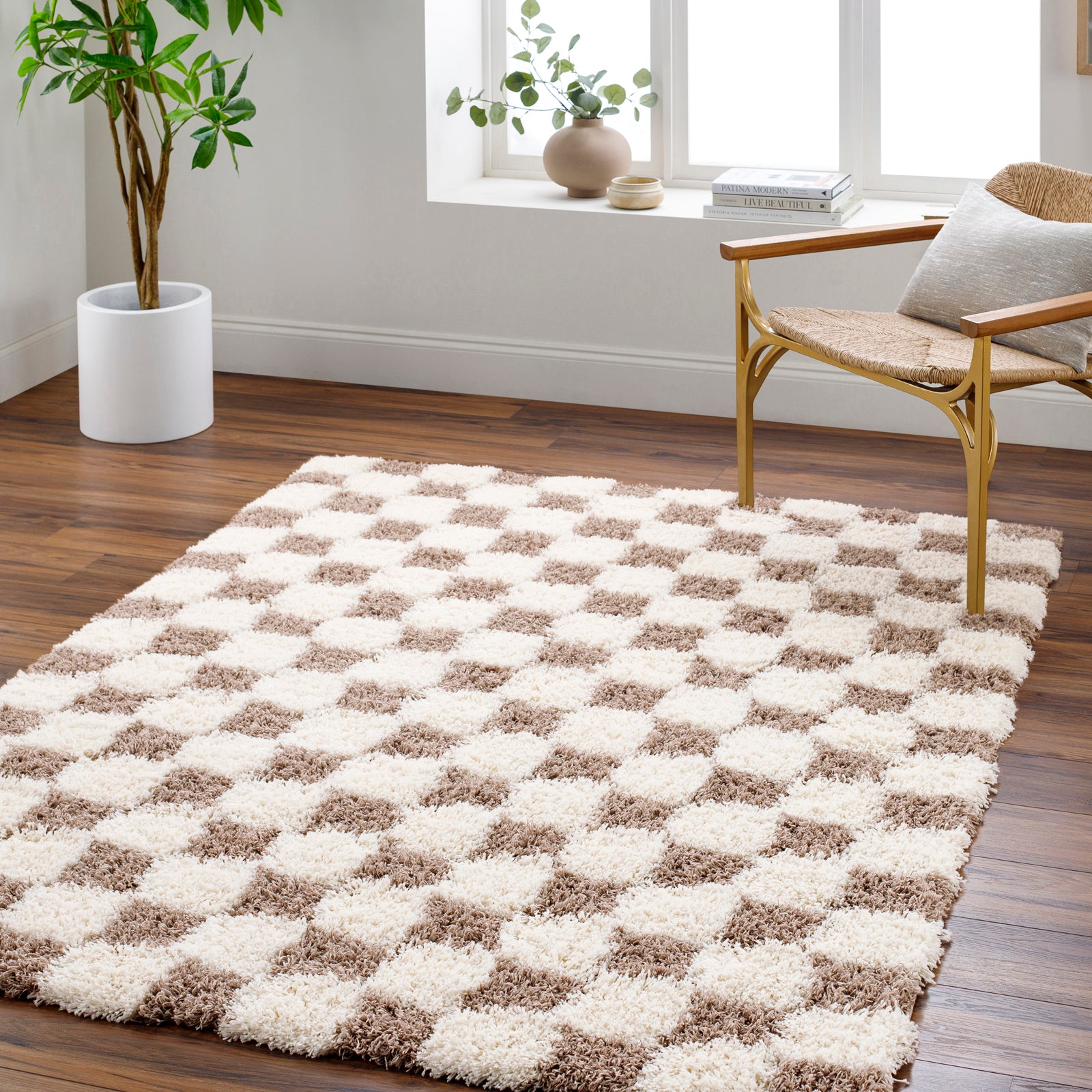 WILLA Modern Shaggy Checkered Runenr Rug