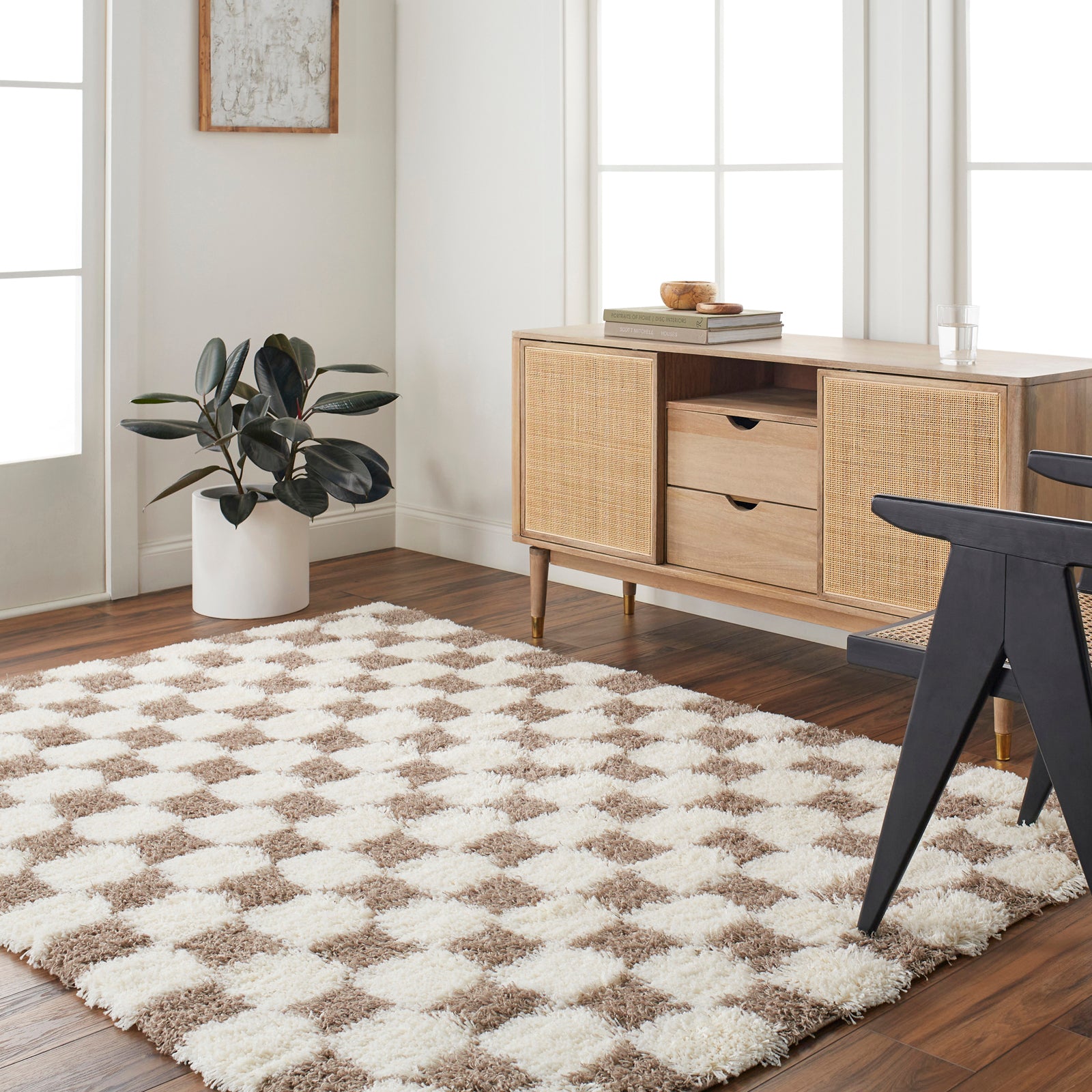 WILLA Modern Shaggy Checkered Runenr Rug