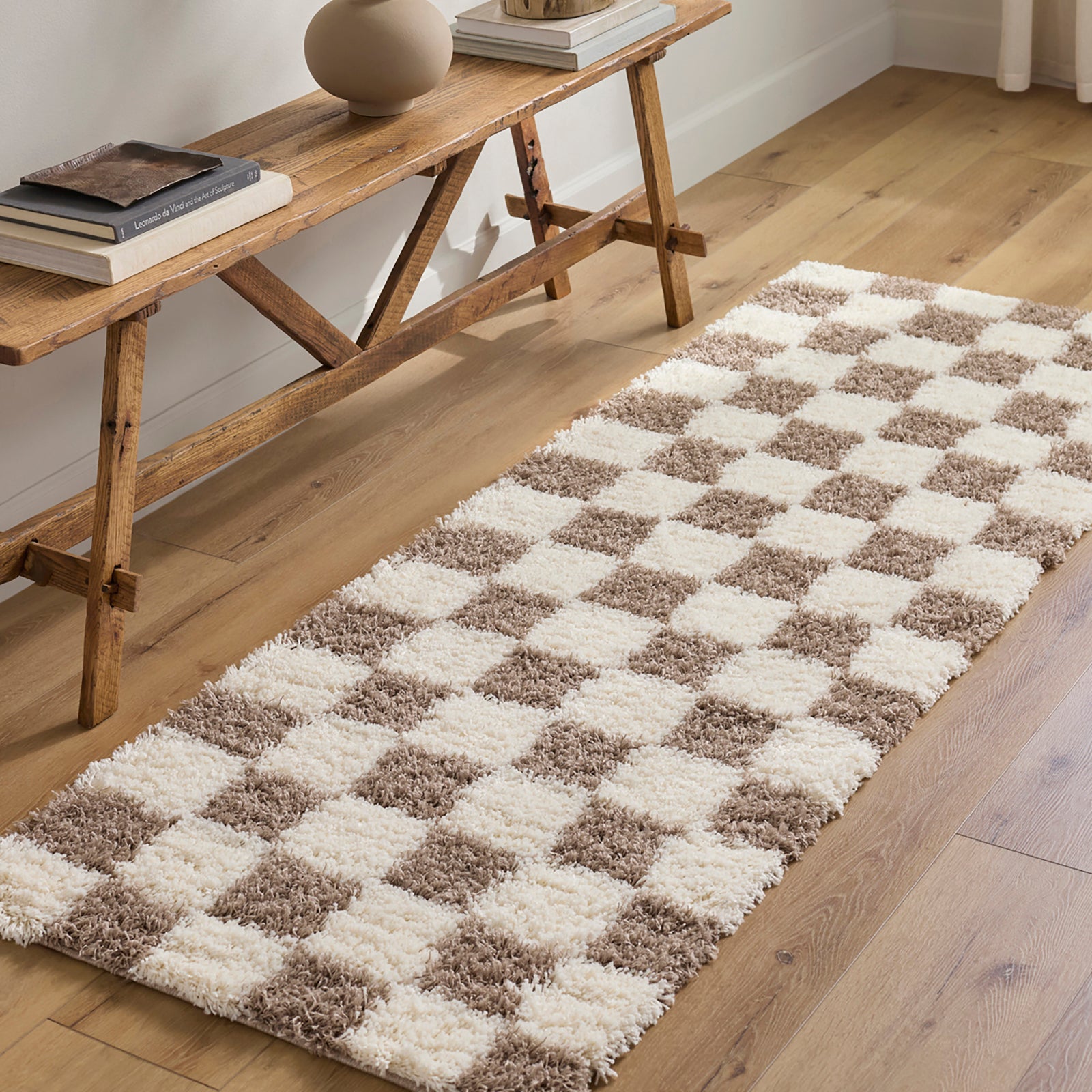 WILLA Modern Shaggy Checkered Runenr Rug
