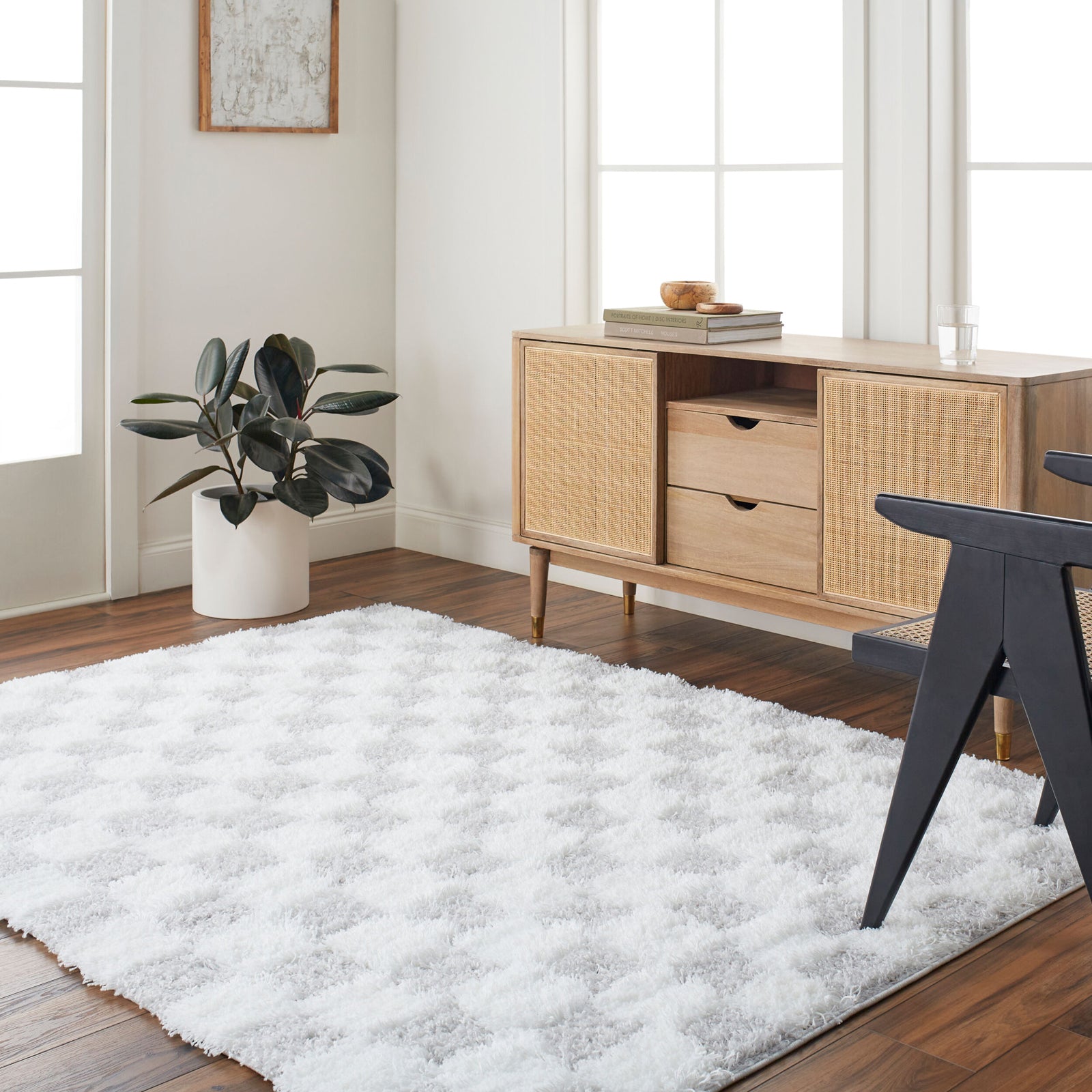Urban Shag Modern Checkboard Plush Pile Rug