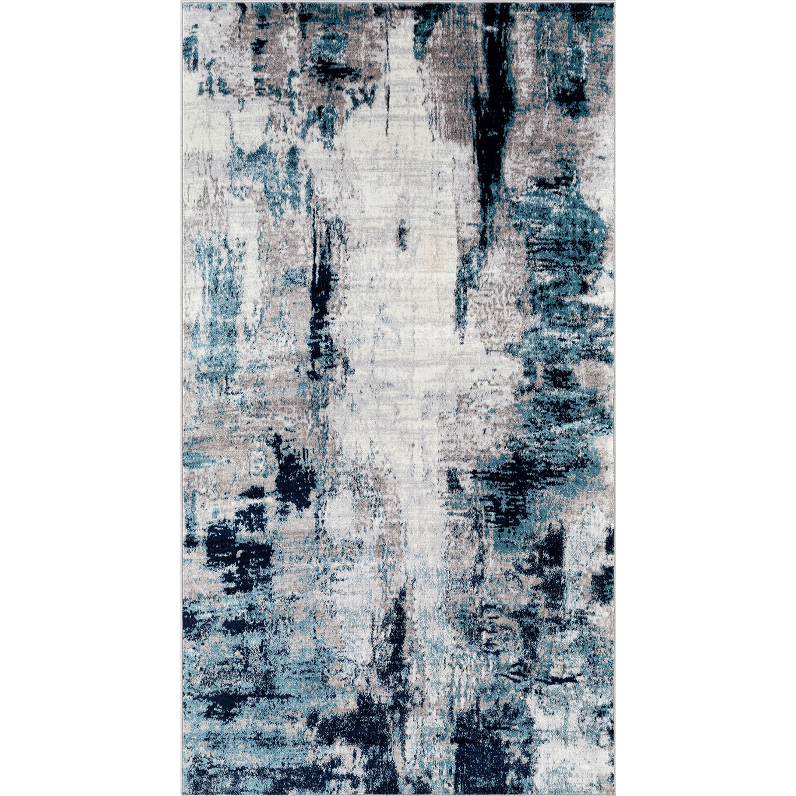GIULIA Abstract Modern Marble Aqua/Navy Area Rug