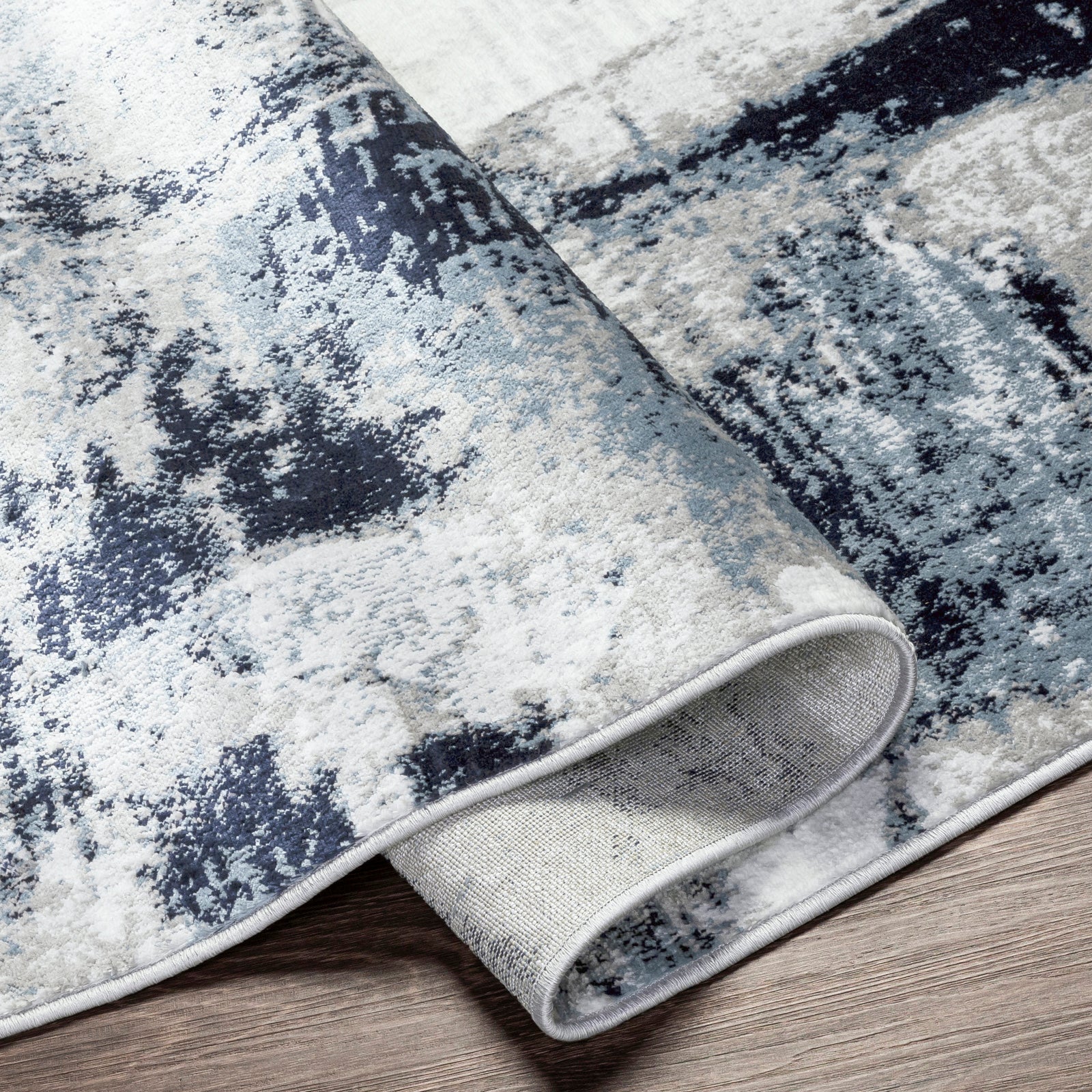 GIULIA Abstract Modern Marble Aqua/Navy Area Rug