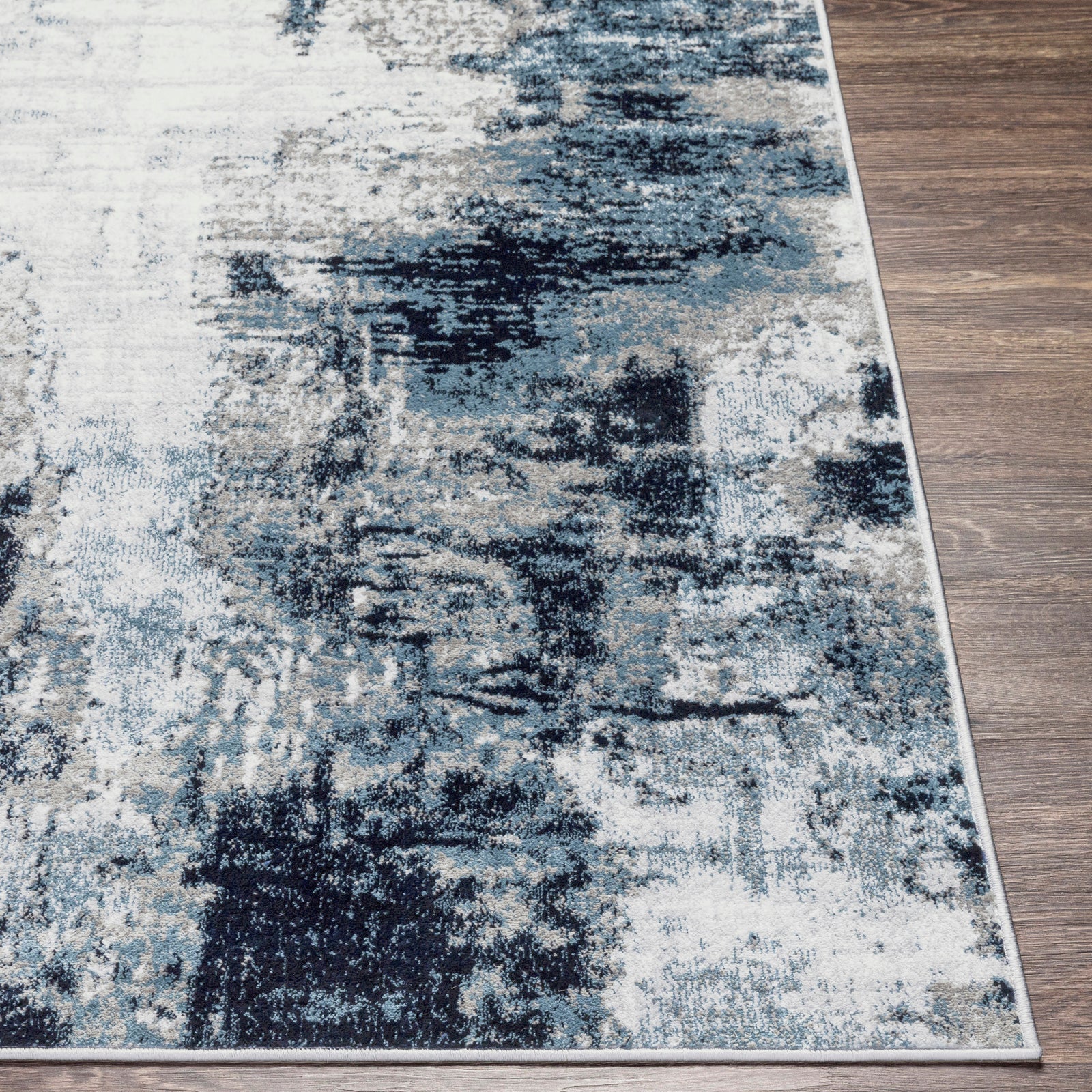 GIULIA Abstract Modern Marble Aqua/Navy Area Rug