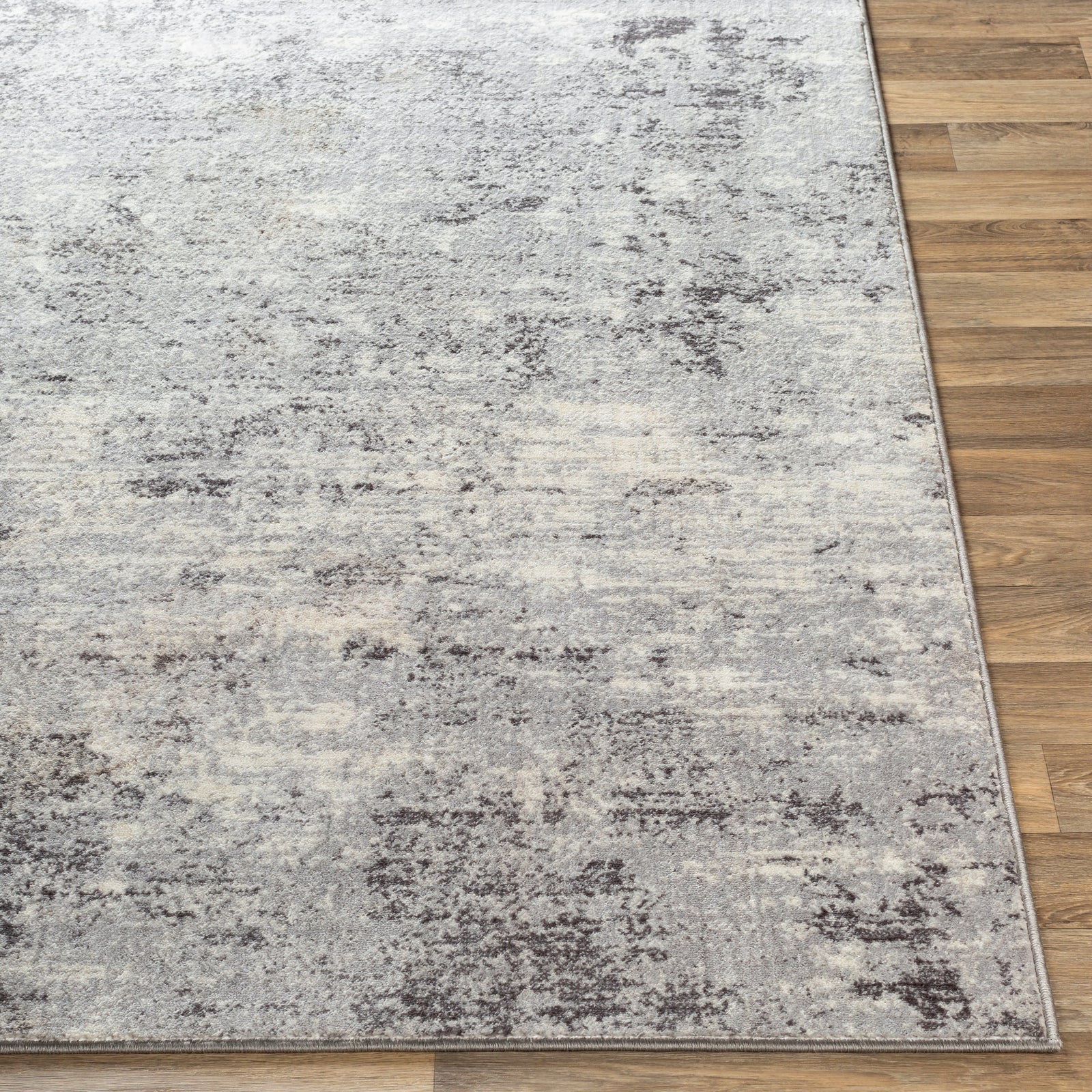 FIONA ROBERT Abstract Modern Marble Silver Grey Area Rug